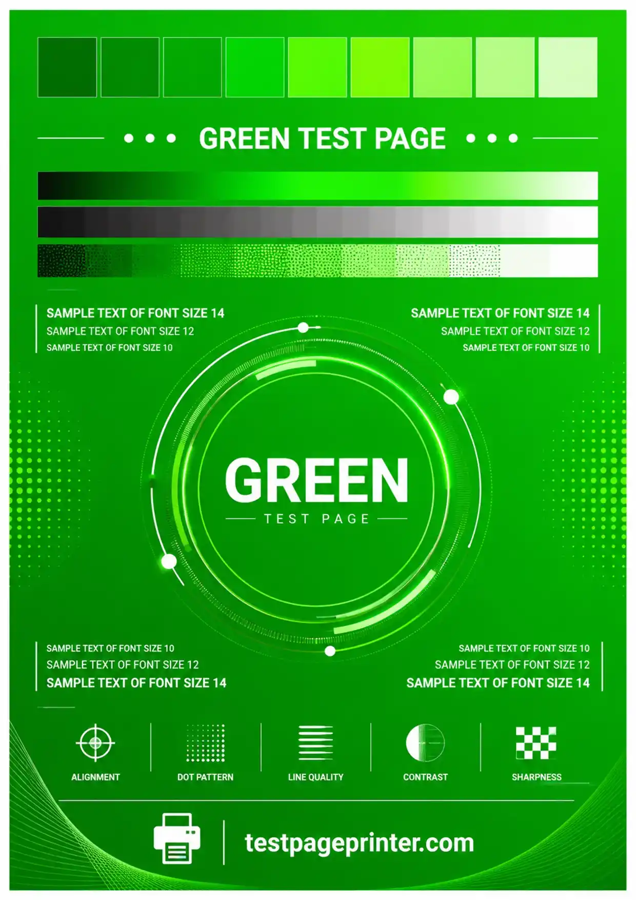 Print test page 6 green color page